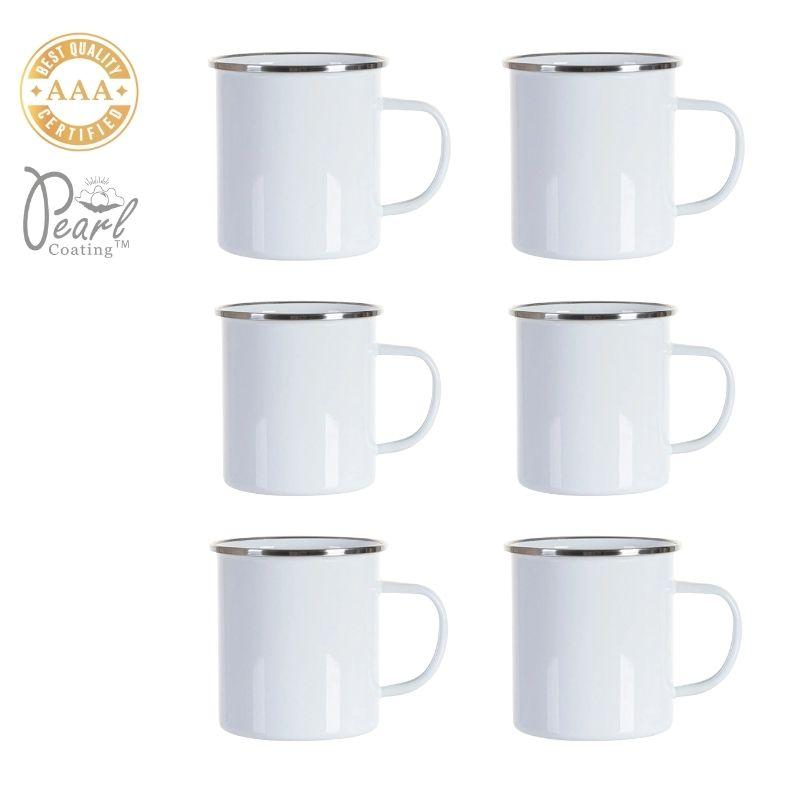Pearl Coating 17oz 500ml Sublimation Camp Enamel Cup with Flat Bottom 6 Pieces